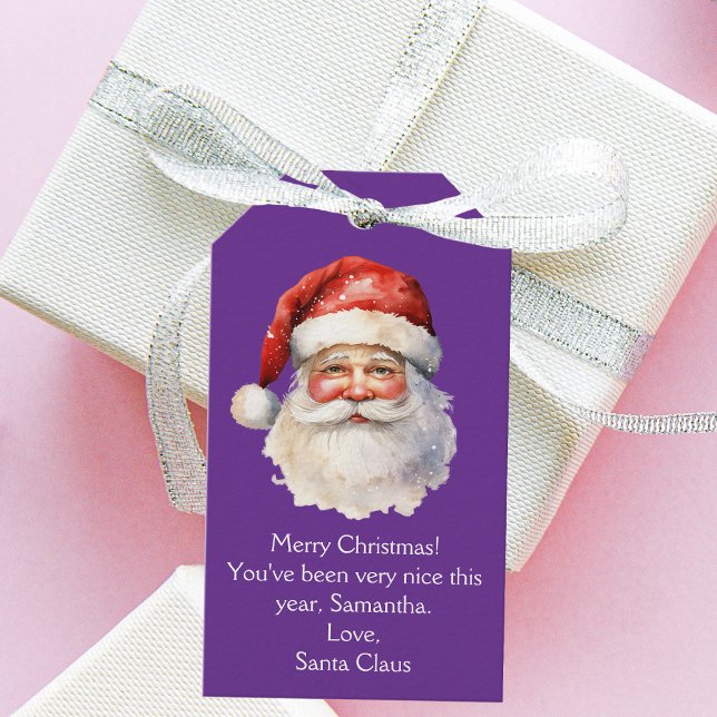 Étiquettes-cadeau Purple Santa Claus Personalized Christmas (Créateur téléchargé)
