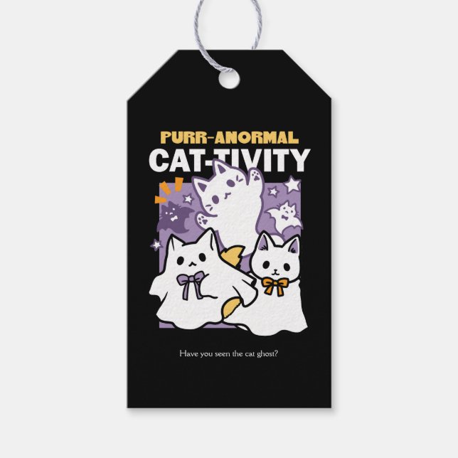 Étiquettes-cadeau Purr-anormal Cat-tivity - Halloween Cat Design (Devant)