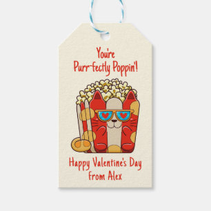 Étiquettes-cadeau Purr-parfaitement Poppin' Funny Cat Popcorn Valent