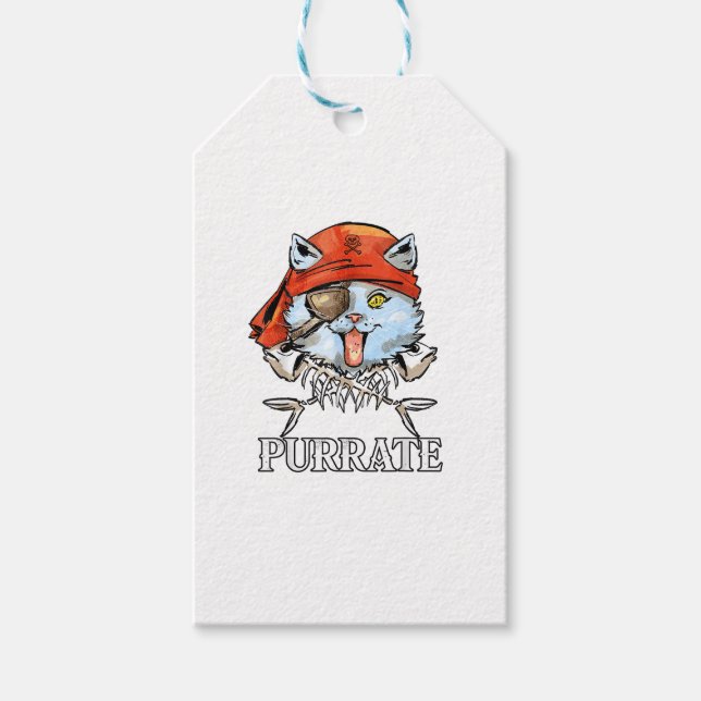 Étiquettes-cadeau Purrate - Cute Pirate Chat Drôle (Devant)