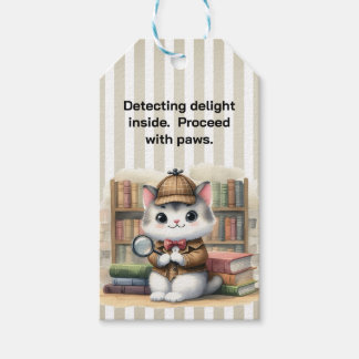 Étiquettes-cadeau Purrlock Holmes Détective Kitten dans la bibliothè