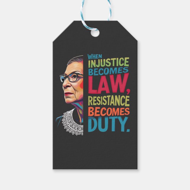Étiquettes-cadeau Quand l'injustice devient loi, la résistance devie (Devant)
