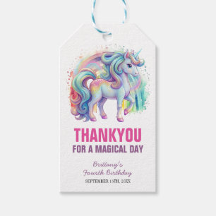 Étiquettes-cadeau Quatre Jours Magique Pastel Unicorn Quatrième Anni