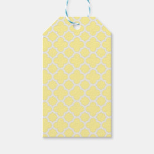 Étiquettes-cadeau Quatrefoil classique de trellis en jaune jaune