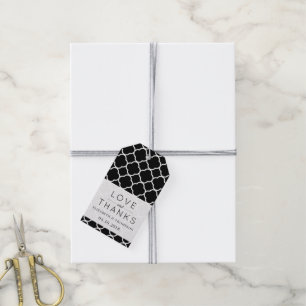 Étiquettes-cadeau Quatrefoil Noir Et Blanc, Latticework, Mariage
