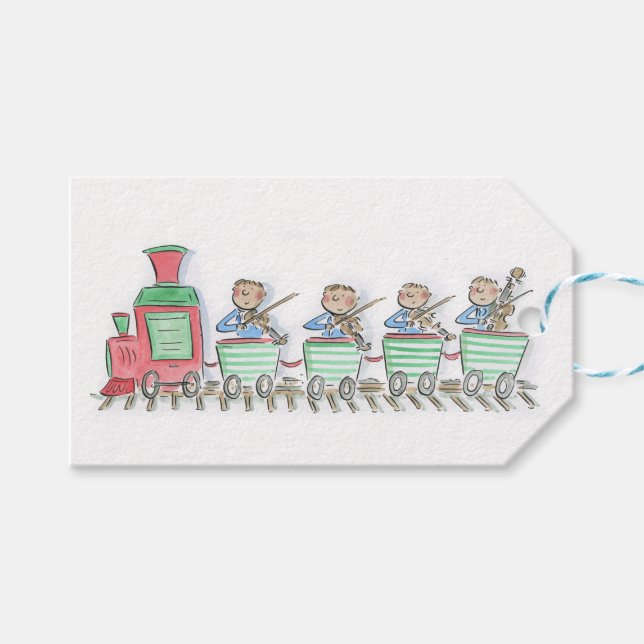 Étiquettes-cadeau Quatuor à cordes de train (Devant (Horizontal))