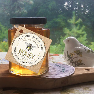 Étiquettes Cadeau Queen Bee in Kraft Honey Jar Neck tag