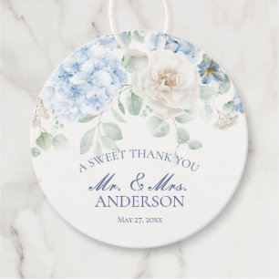Étiquettes Cadeau Quelque chose Blue Floral Hydrangea Mariage Cercle