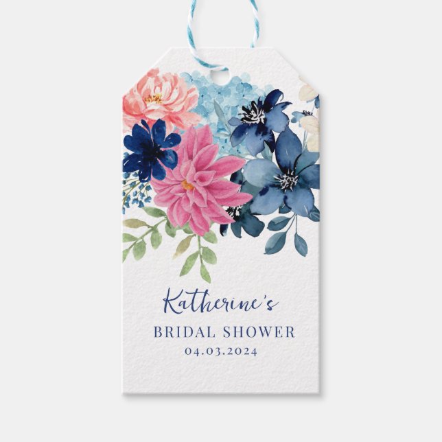 Étiquettes-cadeau Quelque chose de bleu avant la faveur de la douche (Devant)