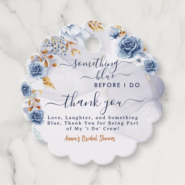 Étiquettes Cadeau Quelque chose de bleu avant que je ne fasse la fêt (Devant)