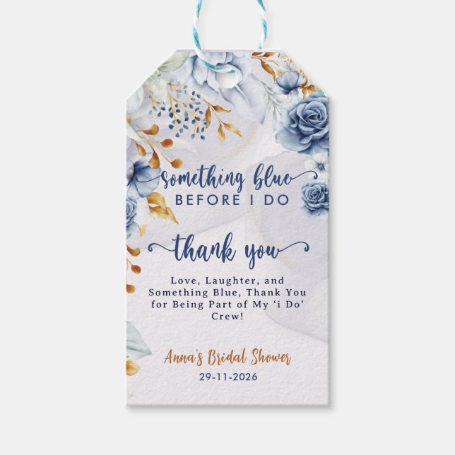Étiquettes-cadeau Quelque chose de bleu avant que je ne me marie Réc (Devant)
