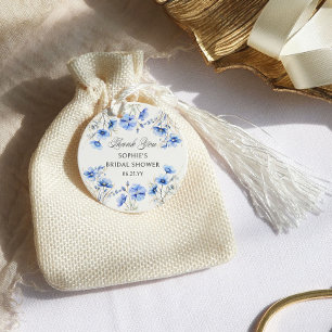 Étiquettes Cadeau Quelque Chose de Bleu Fleurs Calligraphie Réceptio