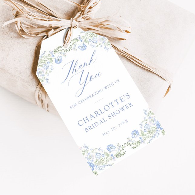 Étiquettes-cadeau Quelque Chose de Bleu Mariage Pré-Événement Floral (Créateur téléchargé)