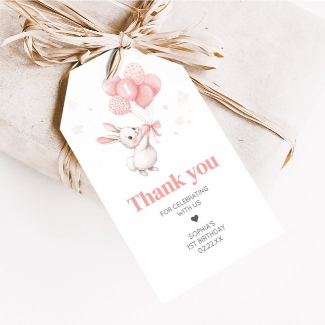 Étiquettes-cadeau Quelques Ballons Bunny Fête Anniversaire Favoriser (Some Bunny Pink Bow Balloon Birthday Party Favor Tags)