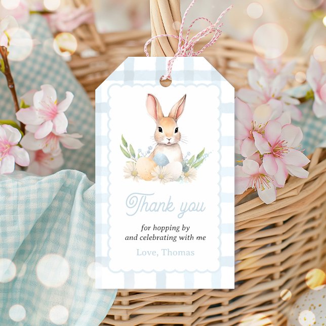 Étiquettes-cadeau Quelques Bunny Pastel Printemps Bunny Bleu Anniver (Créateur téléchargé)