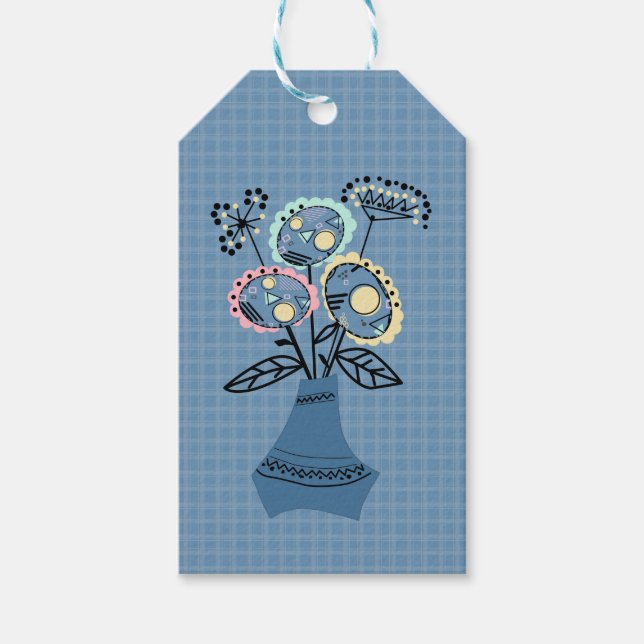 Étiquettes-cadeau Quilling, fleurs dans le vase (Devant)