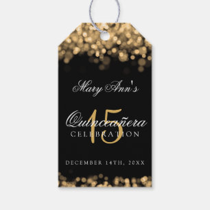 Étiquettes-cadeau Quinceanera 15e anniversaire fête Lumières or