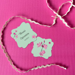 Étiquettes Cadeau Quinceanera en fleurs de cerisier rose et menthe v
