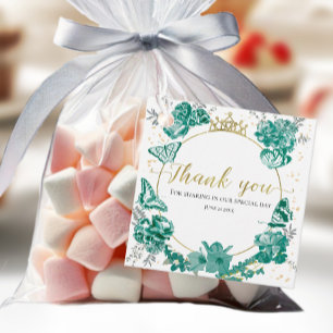 Étiquettes Cadeau Quinceanera Favoriser Tags Papillon Émeraude Vert