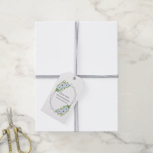 Étiquettes-cadeau Quinceañera Florale Bleu Clair et Blanc Rustique 