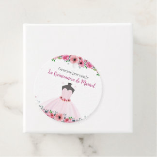 Étiquettes Cadeau Quinceanera Florale Rose