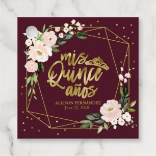 Étiquettes Cadeau Quinceanera flou bordeaux