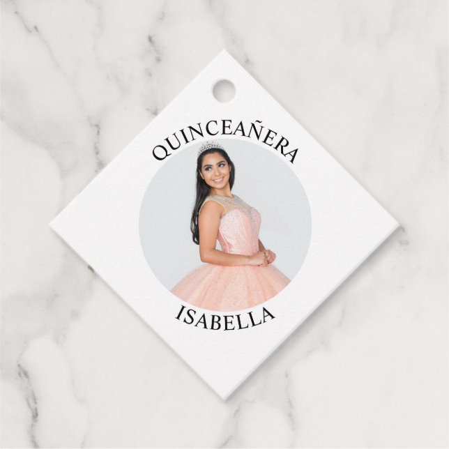 Étiquettes Cadeau Quinceañera minimaliste moderne (Devant)