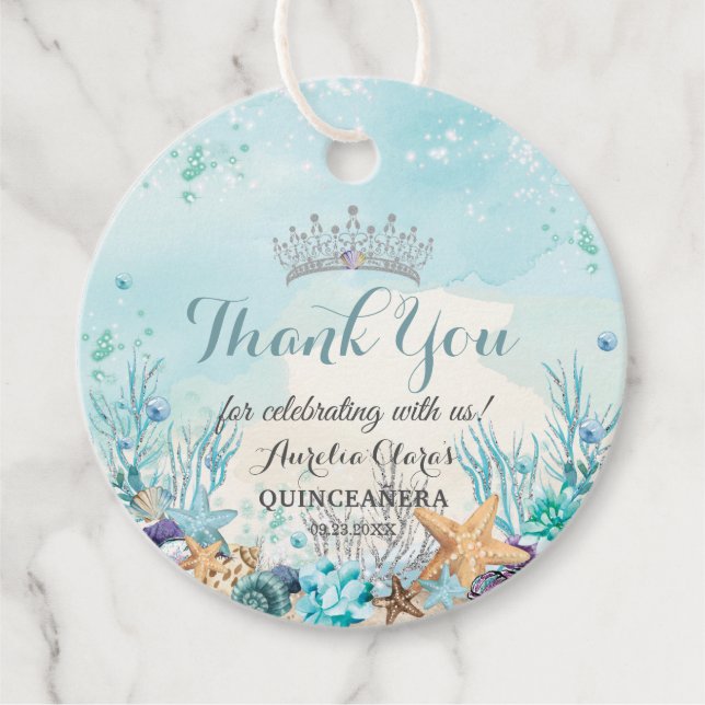 Étiquettes Cadeau Quinceañera Sous La Mer La Plage Coque Les Coraux (Devant)