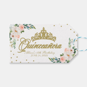 Étiquettes-cadeau Quinze ans de la Peach Floral