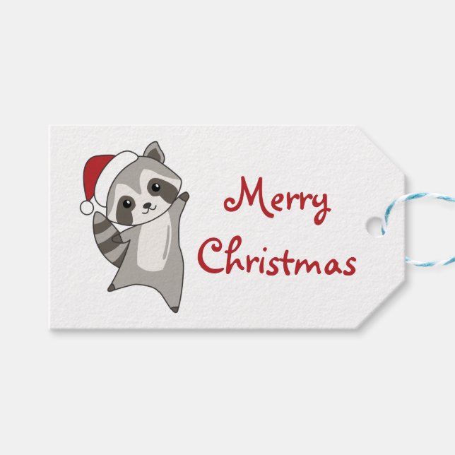 Étiquettes-cadeau Raccoon Christmas Snow Winter Raccoons Trucker Hat (Devant (Horizontal))
