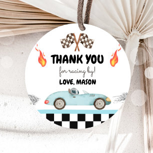 Étiquettes Cadeau Race Car Merci Blue Racing Blue Boy Anniversaire