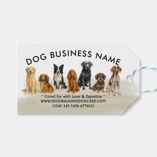 Étiquettes-cadeau Races de chiens d'aquarelle (Devant (Horizontal))