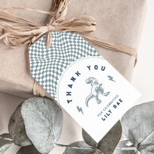 Étiquettes-cadeau Rad Dinosaur Trois Rex Boys Blue Anniversaire