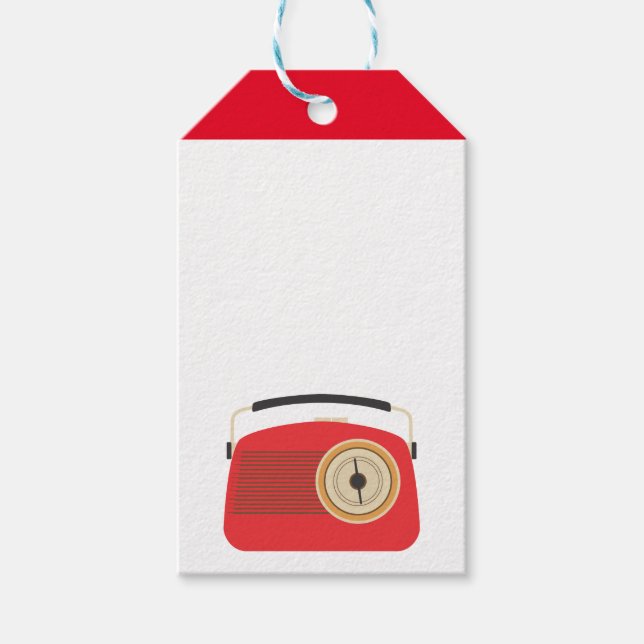 Étiquettes-cadeau Radio Red Retro (Devant)