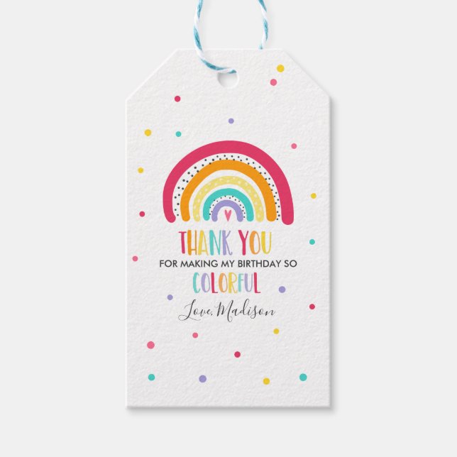 Étiquettes-cadeau Rainbow Bright Birday Party (Devant)