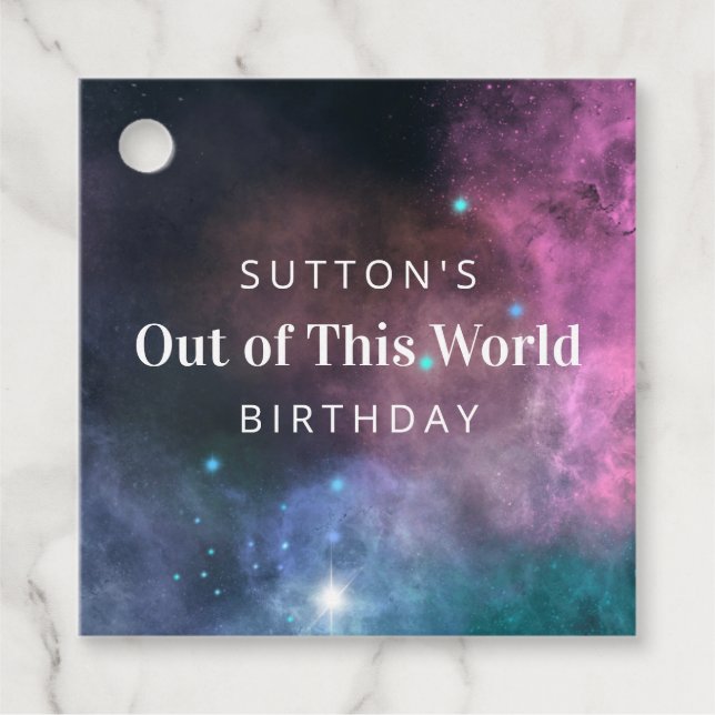 Étiquettes Cadeau Rainbow Galaxy Anniversaire (Devant)