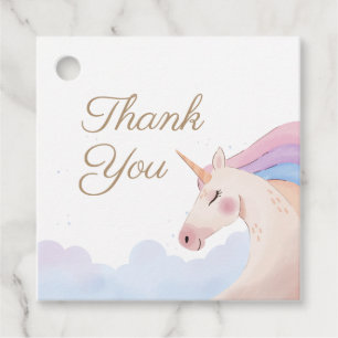 Étiquettes Cadeau Rainbow Gold Watercolor Unicorn Anniversaire