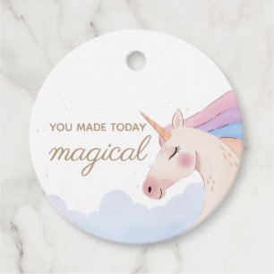 Étiquettes Cadeau Rainbow Gold Watercolor Unicorn Anniversaire