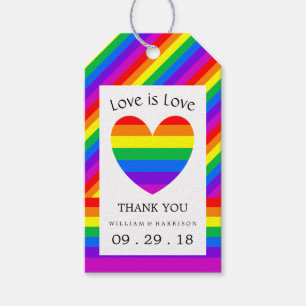 Étiquettes-cadeau Rainbow Heart Love is Love Mariage