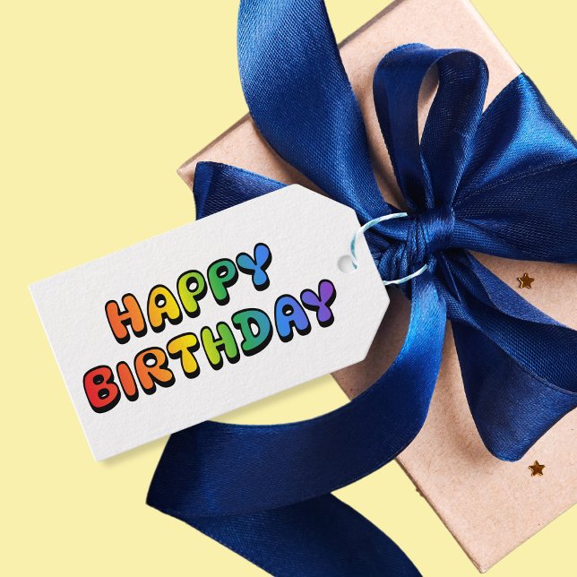 Étiquettes-cadeau Rainbow Joyeux anniversaire (Rainbow Happy Birthday Gift Tags
)