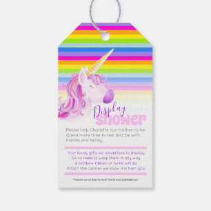 Étiquettes-cadeau Rainbow licorn art baby shower afficher les étique
