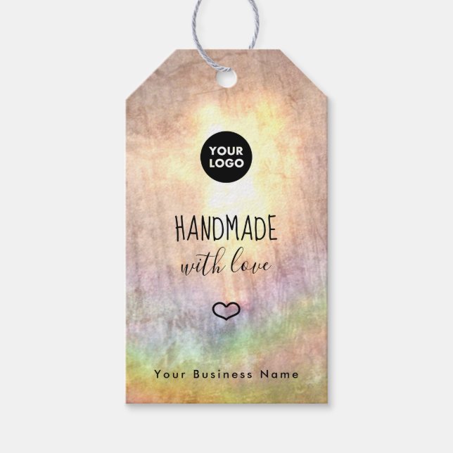 Étiquettes-cadeau Rainbow Neutral Business Logo Personnalisé (Devant)