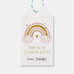 Étiquettes-cadeau Rainbow Neutral or Pastel Baby shower Merci