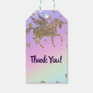 Étiquettes-cadeau Rainbow Pastel Gold Dots Unicorn Anniversaire