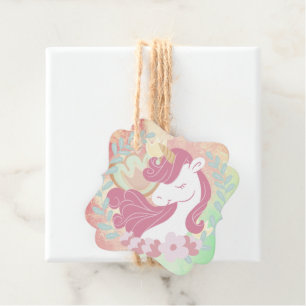 Étiquettes Cadeau Rainbow Pastel, Unicorn Magic Dream Merci