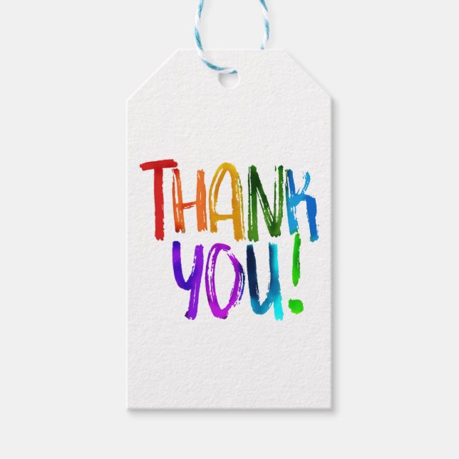 Étiquettes-cadeau Rainbow Peinture Merci fête d'anniversaire Favoris (Devant)