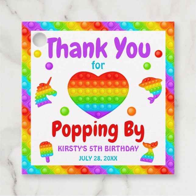 Étiquettes Cadeau Rainbow Pop It Fidget Toy Anniversaire (Devant)