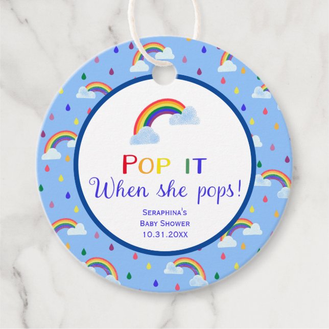 Étiquettes Cadeau Rainbow Sky Pop It Quand Elle Pop Baby shower (Devant)