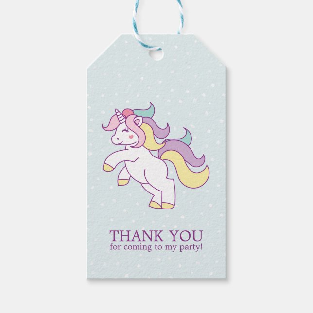 Étiquettes-cadeau Rainbow Unicorn Girls Birthday Party (Devant)