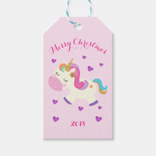 Étiquettes-cadeau Rainbow Unicorn Noël Parties scintillant rose